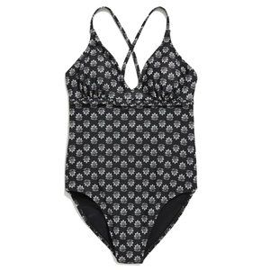 NWT Old Navy V-Neck Ruffle-Trim Cutout One-Piece Swimsuit for Women, Small